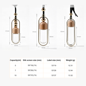 Flacon diffuseur de parfum vide en verre pour voiture 5ml/7ml/10ml, sérigraphié, à suspendre, pour huiles essentielles, avec boîte et bouchon en bois - Product Image 6