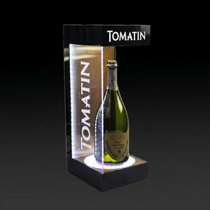 Présentoir à vin en acrylique LED RGB à changement de couleur, support de bouteilles à niveaux pour comptoir avec télécommande pour magasin d'alcool - Product Image 1