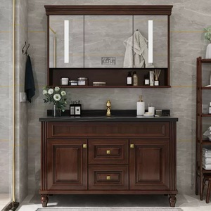 Mobile <span class=keywords><strong>Bagno</strong></span> Impermeabile in Legno Massello, Vanità Autoportante con Lavabo in Ceramica, Arredo <span class=keywords><strong>Bagno</strong></span> - Product Image 1