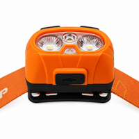 Lampe frontale LED en aluminium zoomable avec capteur de mouvement, batterie polymère rechargeable 1000 mAh et affichage pour la randonnée et le camping