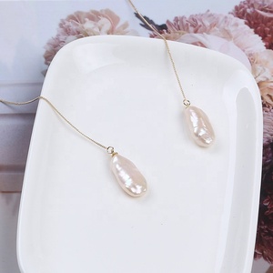 Pendientes <span class=keywords><strong>de</strong></span> perlas Biwa <span class=keywords><strong>de</strong></span> 9-10mm para mujer, joyería larga, <span class=keywords><strong>aretes</strong></span> <span class=keywords><strong>de</strong></span> cadena <span class=keywords><strong>de</strong></span> <span class=keywords><strong>acero</strong></span> <span class=keywords><strong>inoxidable</strong></span> - Product Image 4