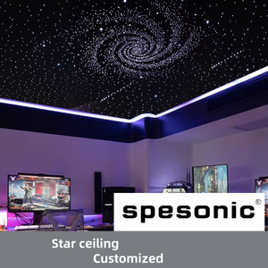 <span class=keywords><strong>Plafond</strong></span> tendu acoustique moderne en fibre optique colorée avec télécommande, éclairage d'ambiance étoilé pour hôtels, design graphique en plâtre - Product Image 2