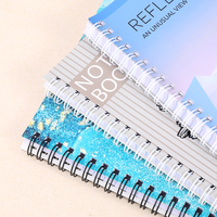 Carnet A4 ligné à spirale double personnalisé, couverture brillante ou mate – Montagne enneigée rose et bleue, vente en gros usine en vrac