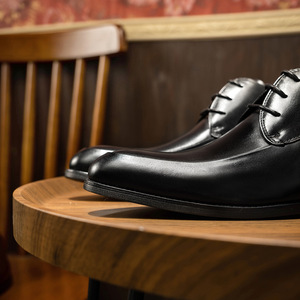 Zapatos Oxford de Cuero Genuino para Hombre, con Punta Puntiaguda, con Cordones, de Color Sólido, para Vestir, para Todas las Temporadas, Envío Directo - Product Image 3
