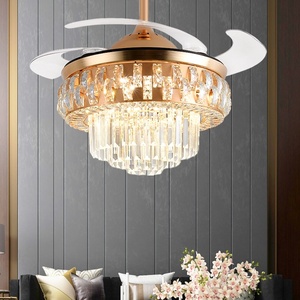 <span class=keywords><strong>Ventilador</strong></span> de techo de cristal de lujo nórdico de 42 pulgadas y 220V, lámpara de araña, fuente de luz LED 2025, Control remoto para decoración del hogar, sala de estar - Product Image 4