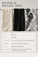 Tissu Jacquard Floral Teint en Fil, Motif Fleurs Découpées, Texturé 3D, Chenille Douce et Légère pour Kaftan et Abaya