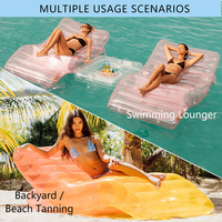 Chaise longue gonflable transparente pour sports nautiques en plein air, forme vague, avec porte-gobelet