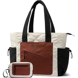 Sac fourre-tout matelassé portable avec fermeture éclair pour voyage, shopping, plage, fitness, ensemble deux pièces, sac à bandoulière moelleux - Product Image 1