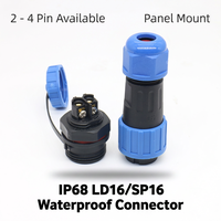 Connecteur étanche IP68 LD16, 2-4 broches, montage sur panneau, fiche mâle/prise femelle à visser pour connexion d'alimentation de propulseur sous-marin