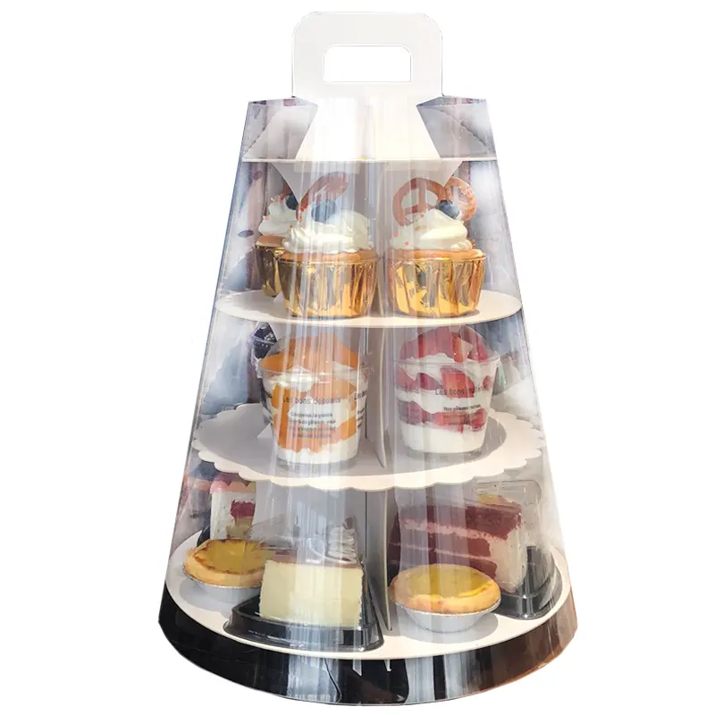 Birthday Party Pastry Dessert Clear Paper Cup Cake Stand Transparent Scatola Torta Cake Packaging Dessert white cupcake box 12