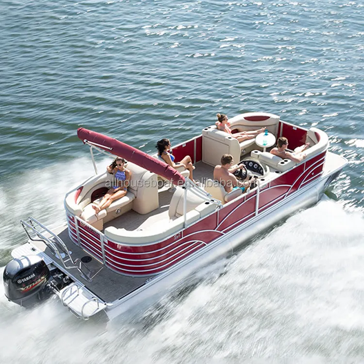 Best sale 19ft Sport Speed Floating Pontoon Boat with Leather sofa and Lounge for sale