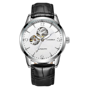 Gucamel Luxe Automatique Squelette Homme Montre Mécanique Étanche Business Wristwatch Bracelet en Cuir Phase de Lune Reloj - Product Image 1
