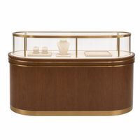 Vitrine de présentation pour bijouterie sur mesure, en bois massif, métal, verre trempé, éclairage LED, pour vente en gros de bijoux