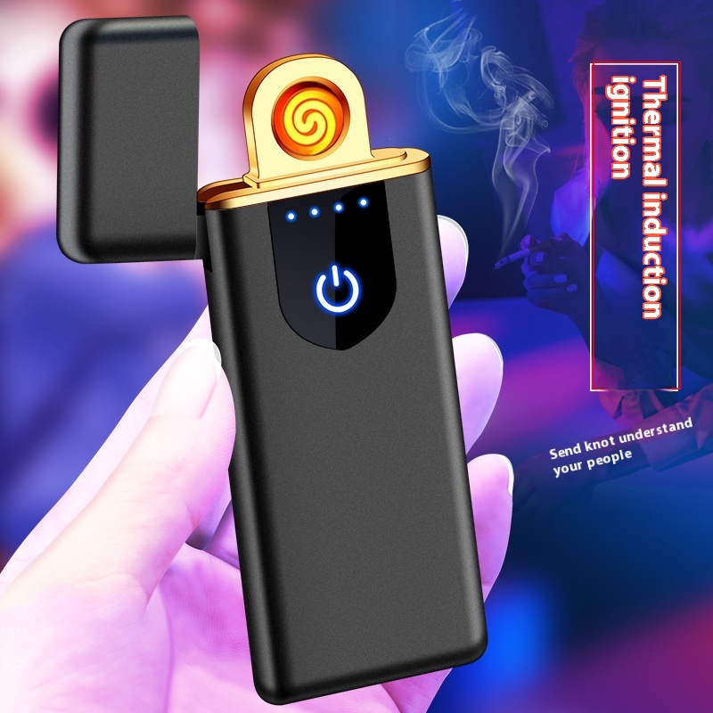 Новая тонкая зажигалка с usb-зарядкой, сенсорный экран, зажигалка для электронных сигарет cakmak, маленькая перезаряжаемая электрическая зажигалка