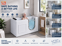 Baignoire de luxe moderne accessible avec entrée facilitée pour personnes âgées et handicapées, eau froide, porte de sécurité anti-fuite, siège intégré, en acier inoxydable