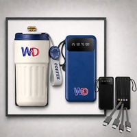 Ensemble Cadeau d'Entreprise : Gobelet Isotherme et Batterie Externe avec Breloque, Personnalisable avec Logo, Cadeau de Bureau pour Employés (Vente en Gros)