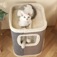 Arbre à chat Condo Barrel Tower - Arbre à chat en sisal naturel avec plateau supérieur à bord haut et lit amovible