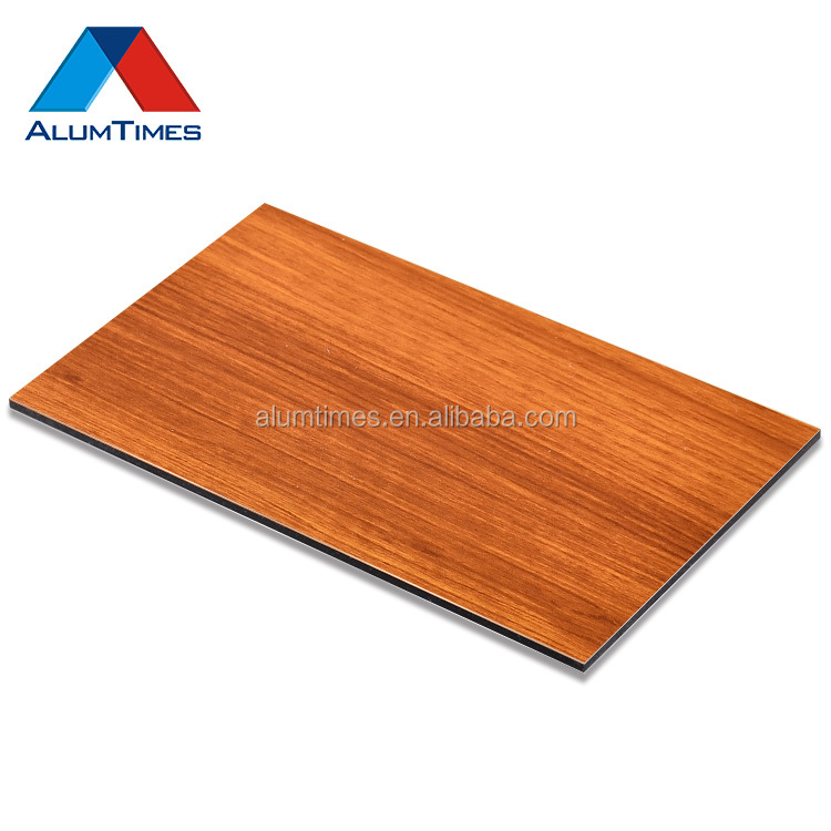 Haute Résistance En Aluminium de revêtement de mur extérieur en bois finition feuille acp