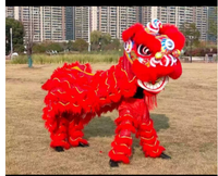 Lion danse dessin animé Costume Performance accessoire lion chinois danse Performance Double robe célébration série rouge