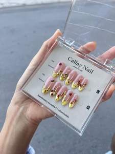 <span class=keywords><strong>Uñas</strong></span> a presión hechas a mano con diseño <span class=keywords><strong>de</strong></span> almendra, 10 Uds., al por mayor, hermoso diseño personalizado <span class=keywords><strong>de</strong></span> lujo para dedos, tipo a presión cuadrado - Product Image 5