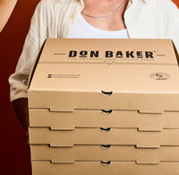 Boîte à pizza en carton ondulé noir sur mesure, résistante à l'huile, résistante à la chaleur, laminage mat, recyclable, jetable, de qualité alimentaire, pliable