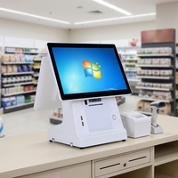 Sistema POS de Doble Pantalla Táctil de 15.6 Pulgadas, Caja Registradora para Restaurante, Lector de Códigos de Barras, SDK, Quioscos de Pago, Wi-Fi 6, Bluetooth 5.2