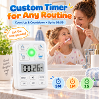 Minuteur numérique de routine pour enfants pour la salle de bain, avec affichage LCD, compte à rebours pour le brossage des dents, le lavage des mains, la douche, IPX4, personnalisable OEM