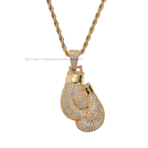 Pendentif de boxe, collier hip hop en zircon avec pendentif de boxe - Product Image 5