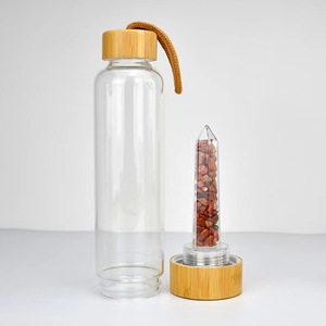 แก้วน้ำพลาสติกทรงเสา ฝาไม้ไผ่ ลายคริสตัลกรวด พิมพ์ลายได้ ส่งออก ขายดี - Product Image 3