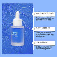 Sérum capillaire pour le cuir chevelu, traitement capillaire, marque privée d'usine, rapide, biologique, sérum de peptides de cuivre bleu, GHK-Cu, peptides de cuivre pour la croissance des cheveux