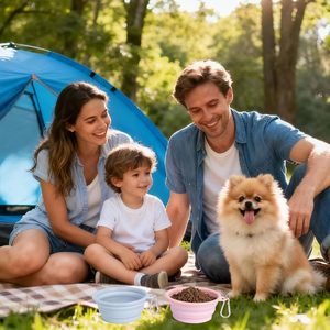 Ciotole Pieghevoli per Cani Colorate Stile Macaron con Moschettone, Ciotola da Viaggio Portatile in Silicone per Animali Domestici - Product Image 3