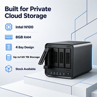Server Penyimpanan NAS 4 Bay X4, Penyimpanan Terhubung Jaringan Intel N100 Dual 2.5GbE, Cadangan Data, Berbagi File, Penggunaan Bisnis