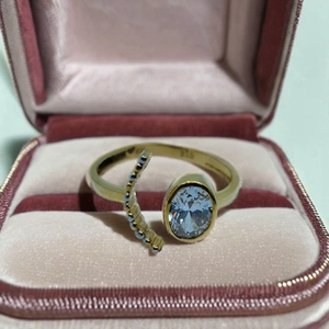 Elegant 22K Gold <b>Open</b> <b>Ring</b> with Oval Diamond and Stone Curve Design Stylish Adjustable Finger <b>Ring</b> for Women Modern Jewellery - Product Image 2