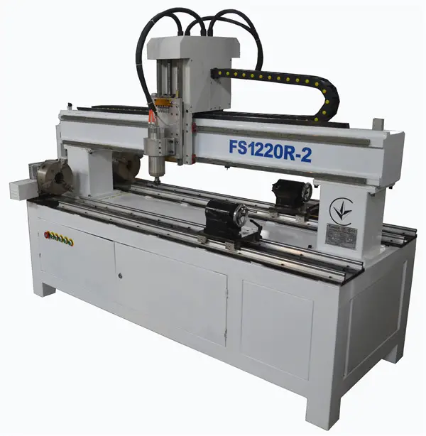 Mini máquina de grabado cilíndrica en madera, FS1220R, enrutador cnc con eje rotativo para madera cilíndrica