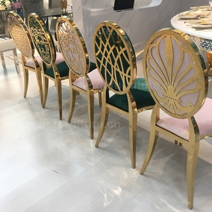 Chaises de mariage en acier inoxydable de haute qualité <span class=keywords><strong>Greg</strong></span> Green Velvet pour hôtel, canapé personnalisé en acier inoxydable doré, chaises de mariage en métal pour événements - Product Image 1