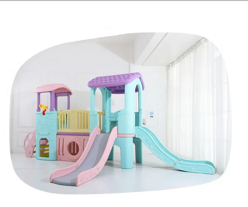 Children amusement park kindergarten kids playhouse colorful indoor playground equipment plastic play house with slide toy
