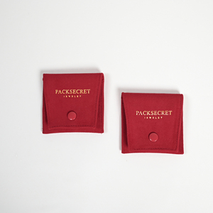 PackSecret Customized Logo Earrings Necklace Ring Gift Bag Packaging Velvet Suede Small Jewelry <b>Button</b> Pouch With <b>Magnetic</b> Box - Product Image 4