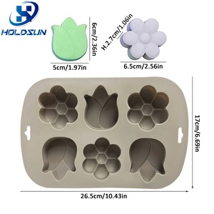 Molde Flexible de silicona para velas de flores de tulipán de 6 cavidades, grado alimenticio, fácil liberación para herramientas de pastel de gelatina - Product Image 3