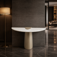 Table console minimaliste moderne, série Rhine, 1,4 m, surface en pierre naturelle, table d'entrée, style italien luxueux, meubles pour la maison
