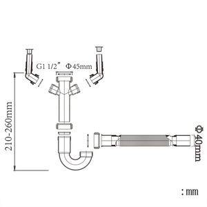 Sifón y Trampa de Desagüe para <span class=keywords><strong>Fregadero</strong></span> de Cocina Moderno TALEA, Color Blanco, con Sellado de Agua, Tubería de Drenaje de 40 mm, Función Antiolor - Product Image 4