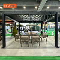 Système de pavillon de jardin bioclimatique imperméable UOGEL M3 en alliage d'aluminium, pergola extérieure avec toit intégré, piscine, poudre