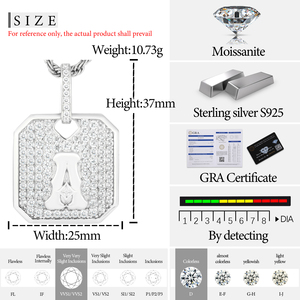 Brillante Hip Hop joyería chapado en oro plata esterlina 925 VVS Moissanite diamante helado letra suspiro perro etiqueta colgante - Product Image 6