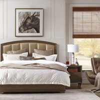 Lit double en bois massif de style américain RH, en chêne, avec revêtement en tissu, personnalisable, meubles de chambre à coucher, 1800x2000mm, fabriqué sur mesure