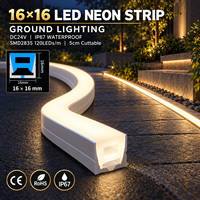 Ruban néon carré de 16 mm, DC24V, IP67, étanche, en silicone, pour la décoration extérieure des bâtiments
