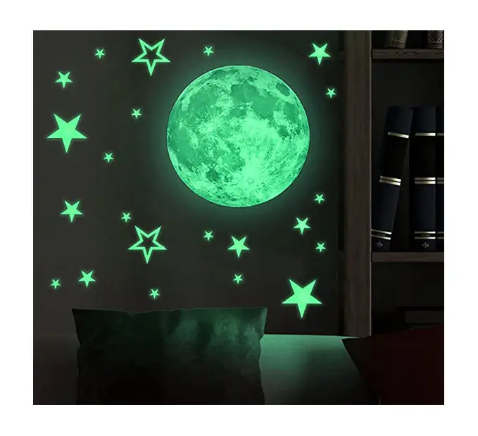 Qianheng Custom Pvc Wall Stickers for Kids Room Night Glow In Dark Stars and Moon Wall Decoration Modern 3D Sticker