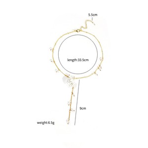 Super Fairy Flower Vintage Pearl Colgante Collar de cadena de eslabones Luz Diseño de lujo Clavícula larga Mujer - Product Image 3