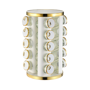 Ensemble de porte-épices rotatif, organisateur d'épices rond/carré pour comptoir avec 12/16/20 bocaux, <span class=keywords><strong>rangement</strong></span> d'épices de luxe avec bordure dorée pour la cuisine - Product Image 6