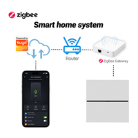 Interrupteur intelligent Zigbee innovant blanc 8 gangs en aluminium, 4 boutons de contrôle, 4 boutons de scène, indice de protection IP20, commande vocale, économie d'énergie