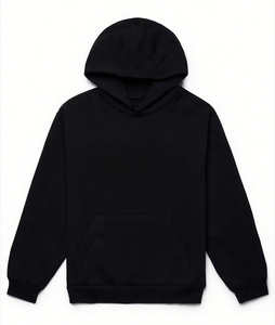 เสื้อฮู้ดดี้แบบสวมหัวผ้าฝ้าย 100% หนา 400 กรัม สำหรับพิมพ์โลโก้ตามสั่ง คุณภาพดี สีดำ สไตล์สตรีทแวร์ รับผลิตเสื้อฮู้ดดี้แบบดรอปชิป - Product Image 4