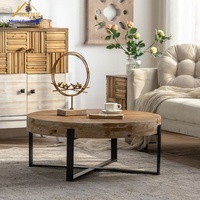 Table basse carrée en bois massif de style américain vintage, effet vieilli, couleur bois naturel, minimaliste, pour salon ou maison d'hôtes